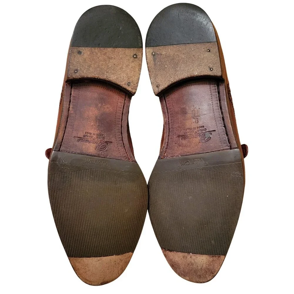 Cole Haan Bragano Brown Italian Leather Loafers‎ Kiltie Fringe Buckle 10D Vibram